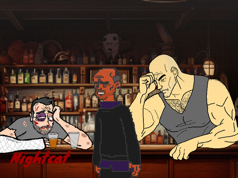 Add your character alone in a restaurant, twenty years from now. remix