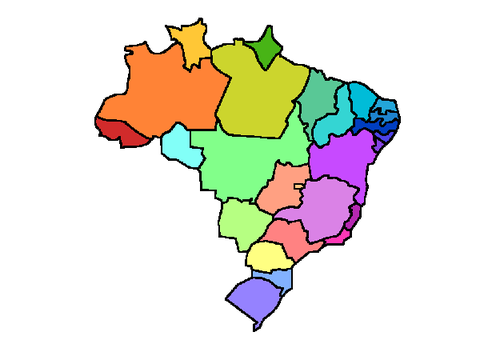Brazil States Map Bitmap