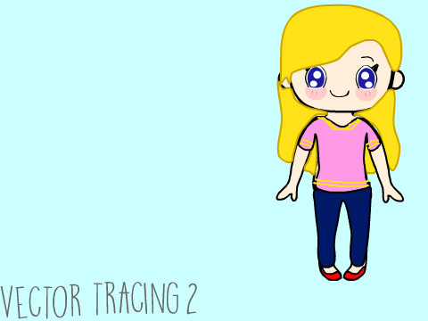 Girl and Coffee Cup Vector Tracing