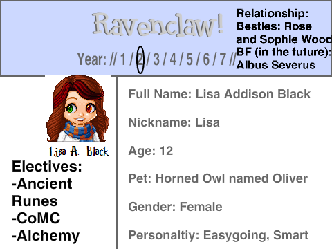 Ravenclaw RP♥: Lisa Black