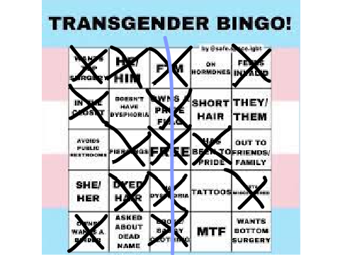 Transgender bingo bc I feel invalid-