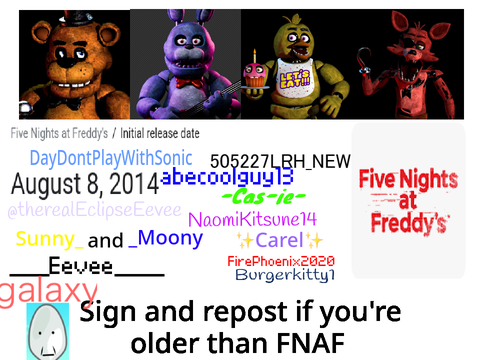 Sign and repost if you're older than fnaf! lol remix remix remix remix