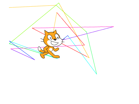 randomly drawing rainbow scratch cat pen