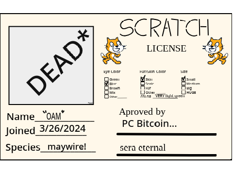 my Scratch license but my oc!