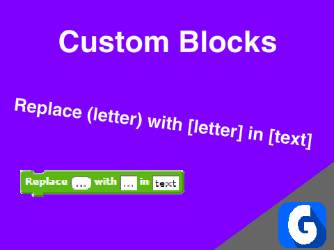 Replace letter with letter in text -- Custom Blocks