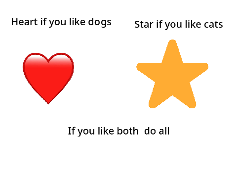 Heart if you like dogs Star if you like cats