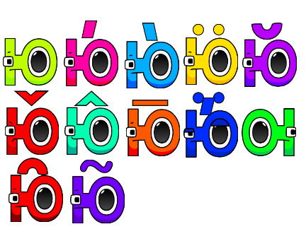 Ю, Ю́, Ю̀, Ю̈, Ю̆, Ю̌, Ю̂, Ю̄, Ю̈́/Ю́̈, Ꙕ, Ю̑  and Ю̃