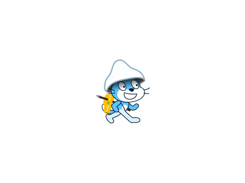 blue smurf cat being pumped up with music