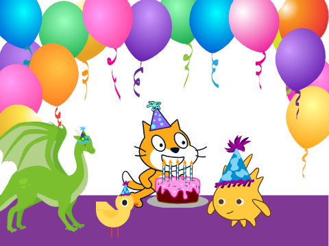 Happy birthday scratch cat