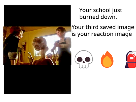 Your school just burned down and your third saved image is your reaction