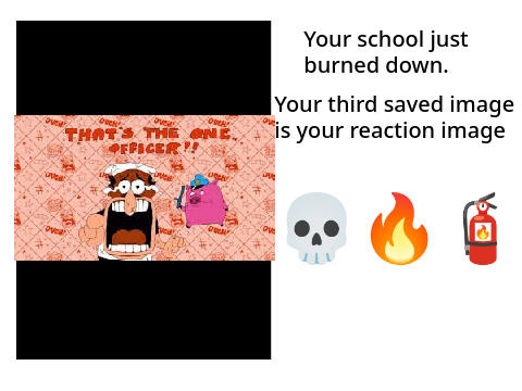 Your school just burned down and your third saved image is your reaction remix