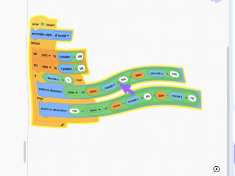 how i made the point in direction block