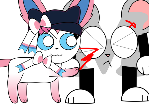 Melody scratches fake mouse 