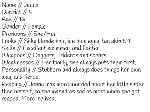 My OC to the Hunger Games