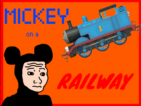Mickey on a railway