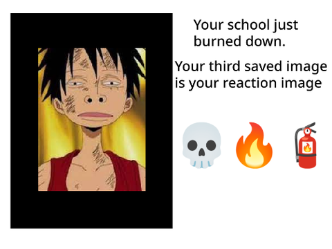 Your school just burned down and your third saved image is your reaction remix
