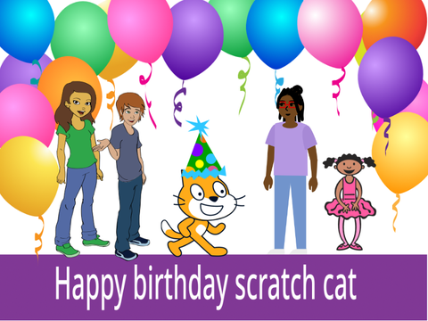 Happy birthday scratch cat
