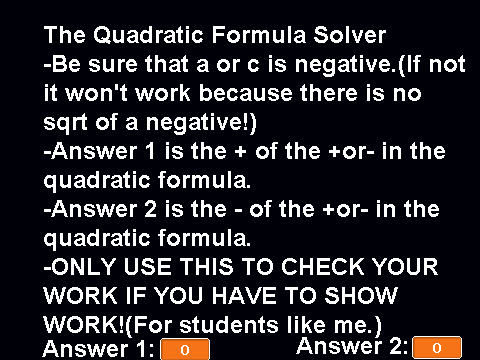 Quadratic Formula Solver