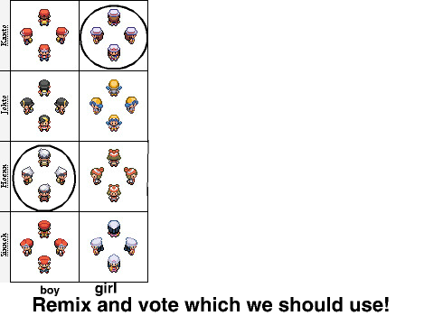 Main chacters for a pokemon game remix