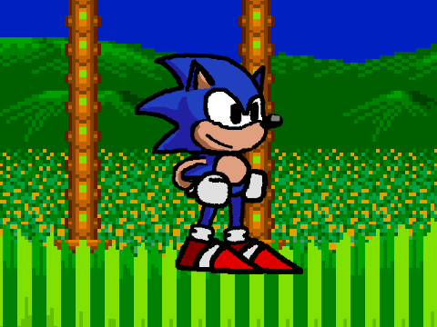 I made Sonic the Hedgehog in a bitmap kinda style.