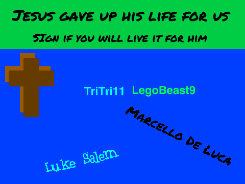 Jesus gave up his life for us so sign  if you want to live it for him.  remix remix remix