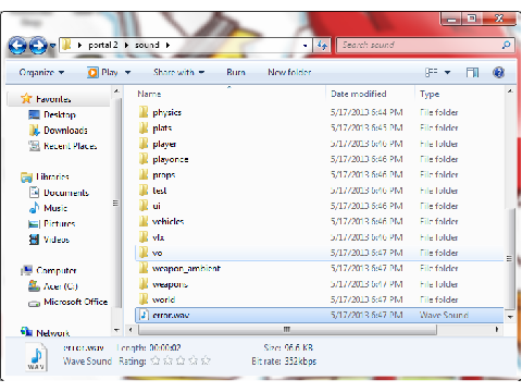 I found this in portal 2's sound files BACKWARDS