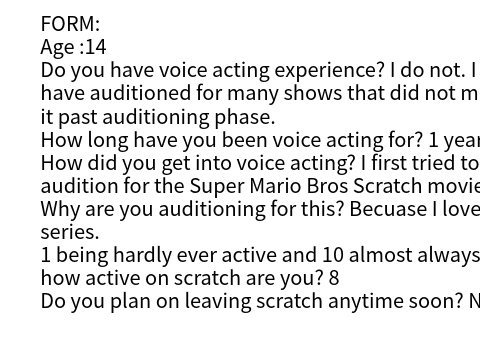 My audition