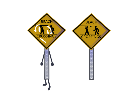 Beach crossing sign