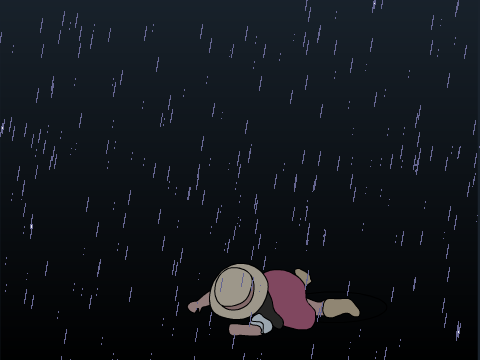 little girl in the rain