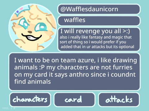 Waffle's doodle duel profile!!