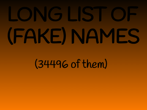 Long list of (fake) names
