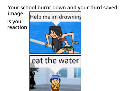 Your school just burned down and your third saved image is your reaction remix remix