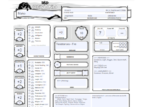 Mako DnD sheet