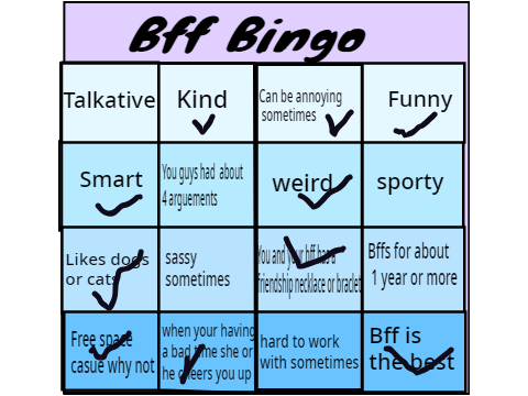 BFF bingo @EverSoSlightlyTIRED