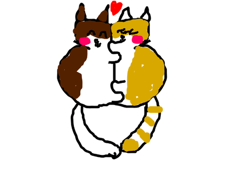 How to draw two cute cats. 