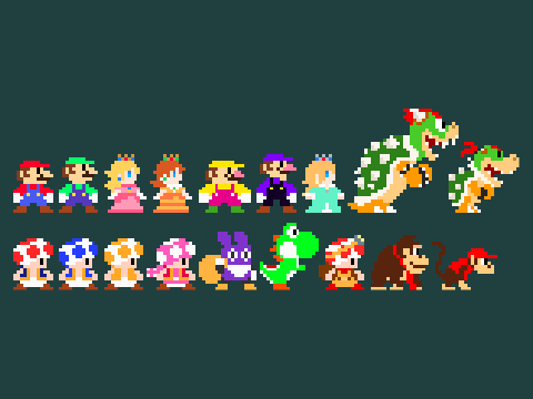 A Bunch of 8-bit Mario Sprites