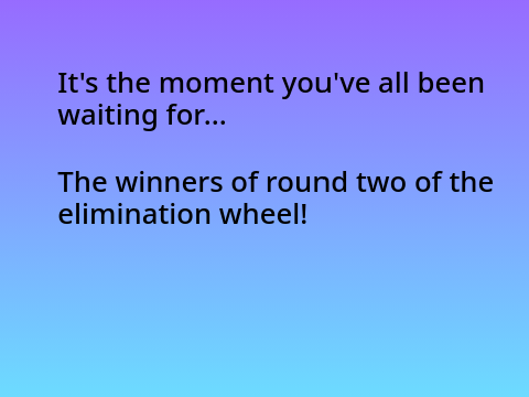 Winners of round two! Announcement!