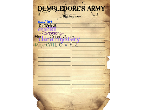 Dumbledore's Army Sign Up Sheet remix remix remix remix