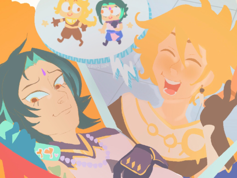 Xiao and Aether art // I am just as clueless as you about why I drew this