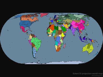 Eckert IV projection, world map
