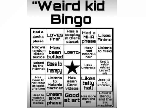 Weird Kid Bingo