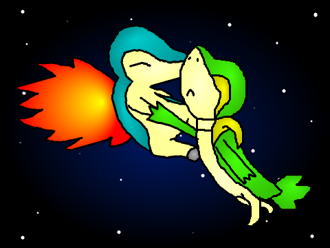 Cyndaquil and Snivy in Space- for Snivy101