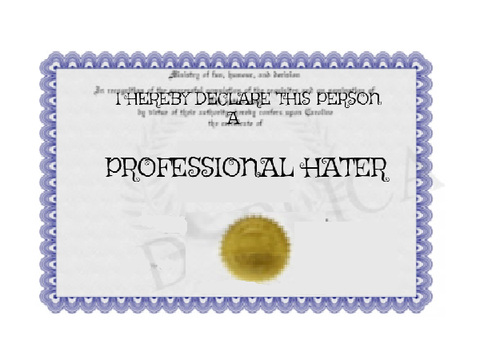 Pro Hater Certificate