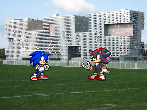 Sonic and Shadow battle.