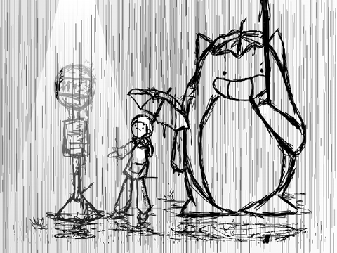 Orange in rain
