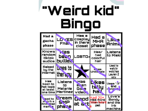 weird kid bingo >:333