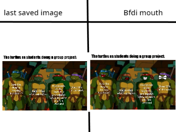 Place the BFDI mouth over your last saved image remix