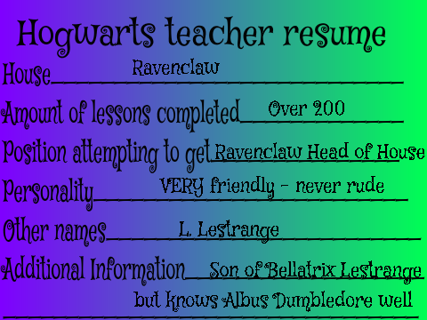 Hogwarts teacher resume remix