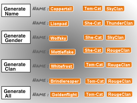 {Warrior Cats} Name, clan, and gender generator