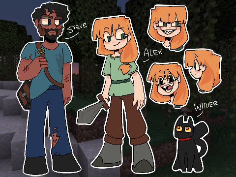 i drew minecraft characters